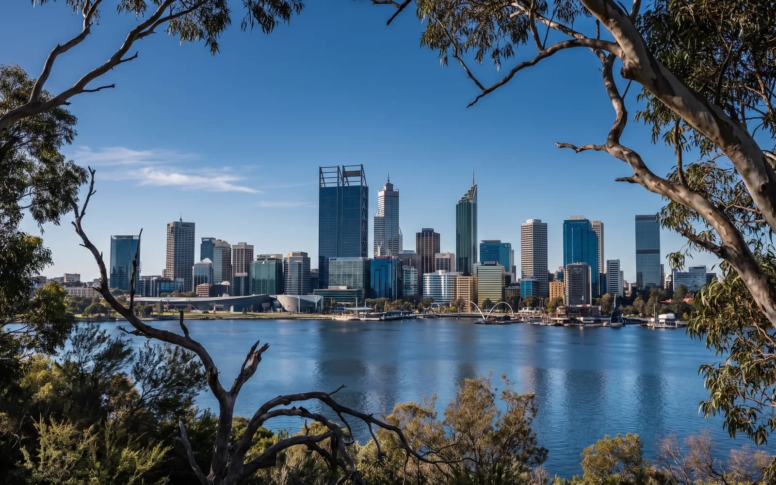 The Perth skyline in clear daytime light